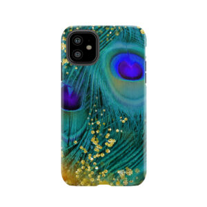 Dreamy Peacock Feathers, Teal And Purple, Glimmering Gold Tough Phone Case