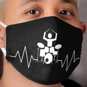 Drummer Heartbeat Pulse Line Percussion Cloth Face Mask