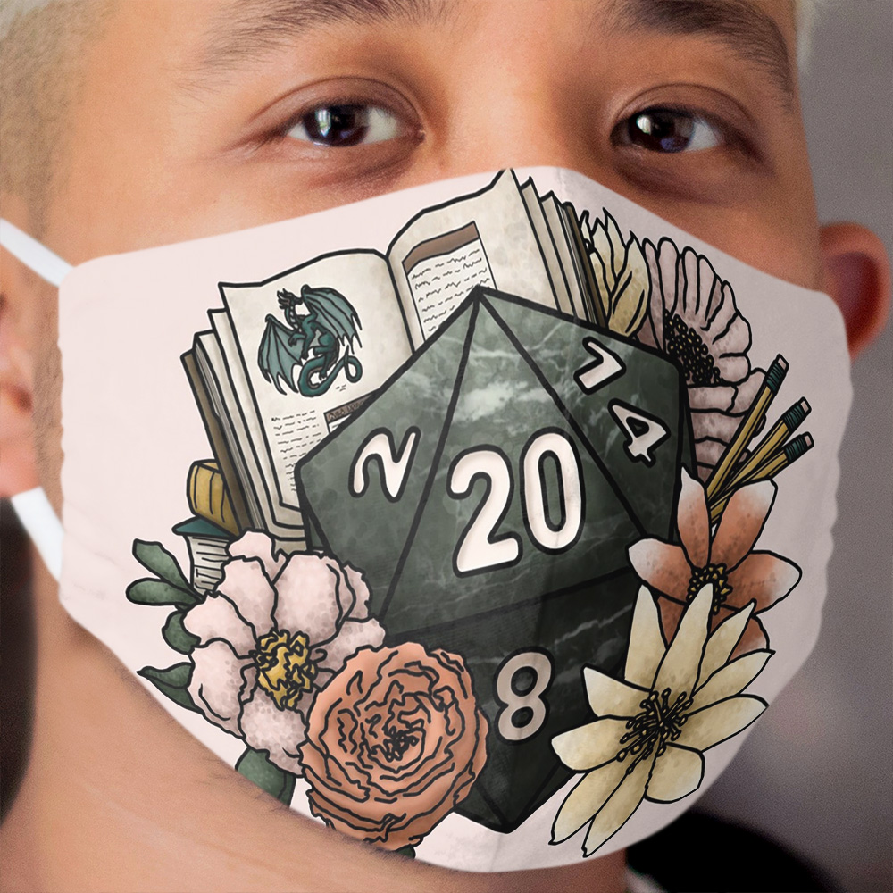 Dungeon Master D20 - Tabletop Gaming Dice Cloth Face Mask