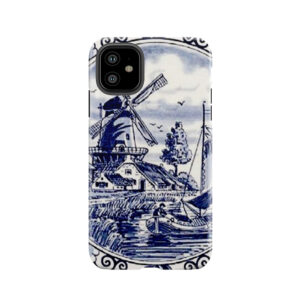 Dutch Blue Delft: Vintage Windmill Print Tough Phone Case