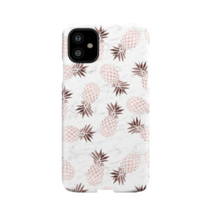 Elegant White Marble Rose Gold Pineapple Phone Case