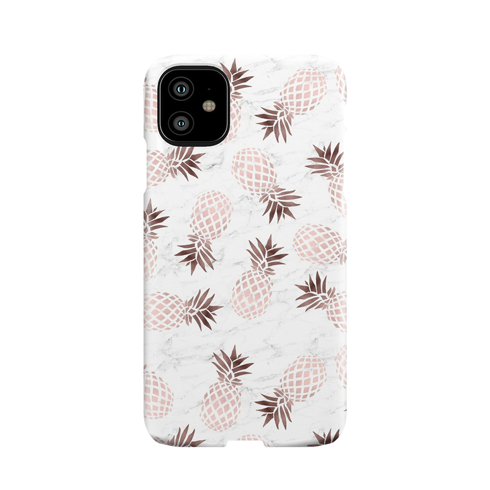 Elegant White Marble Rose Gold Pineapple Phone Case
