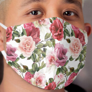 Cloth Face Mask with Pink, White and Red Roses Pattern Cloth Face Mask