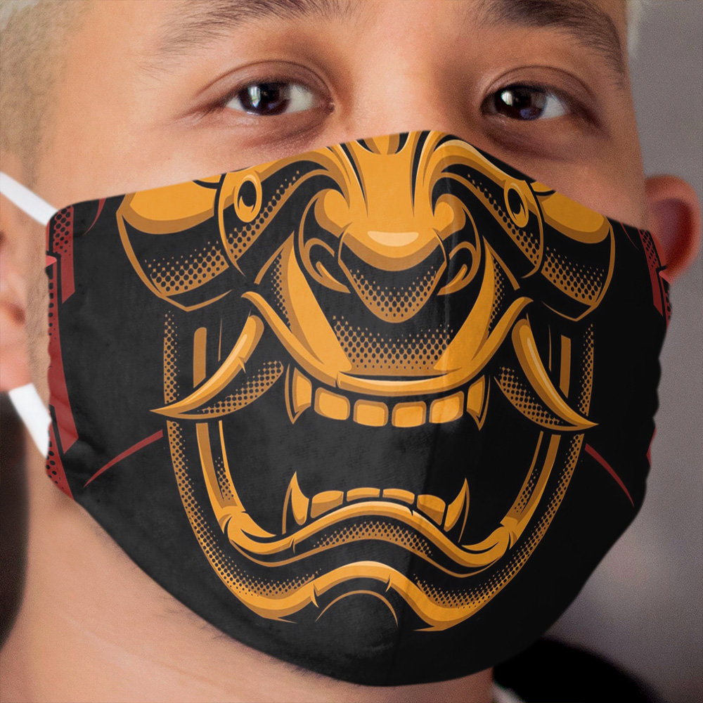 Fiery Demon Samurai Helmet Cloth Face Mask