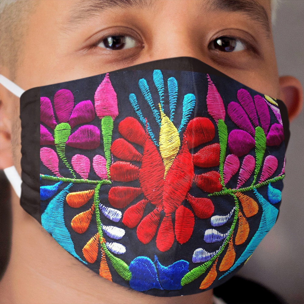 Fiesta Flowers Embroidery Cloth Face Mask