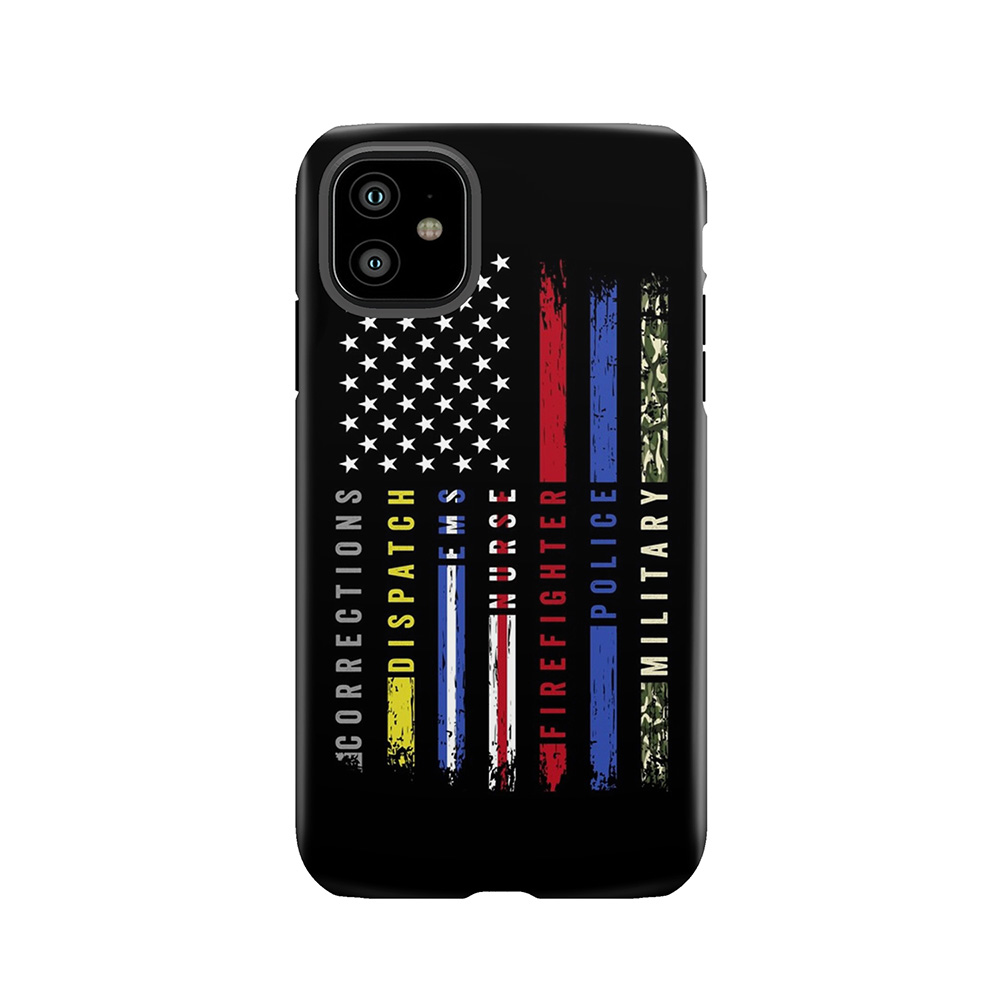 First Responders Hero Flag Usa Thin Line Salute Tough Phone Case
