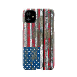 Flag Of United States On Rough Wood Boards Effect Phone Case