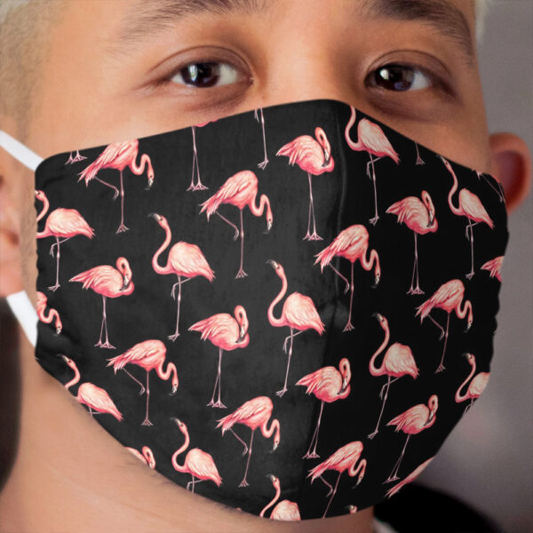 Flamingo Pattern - Black Cloth Face Mask
