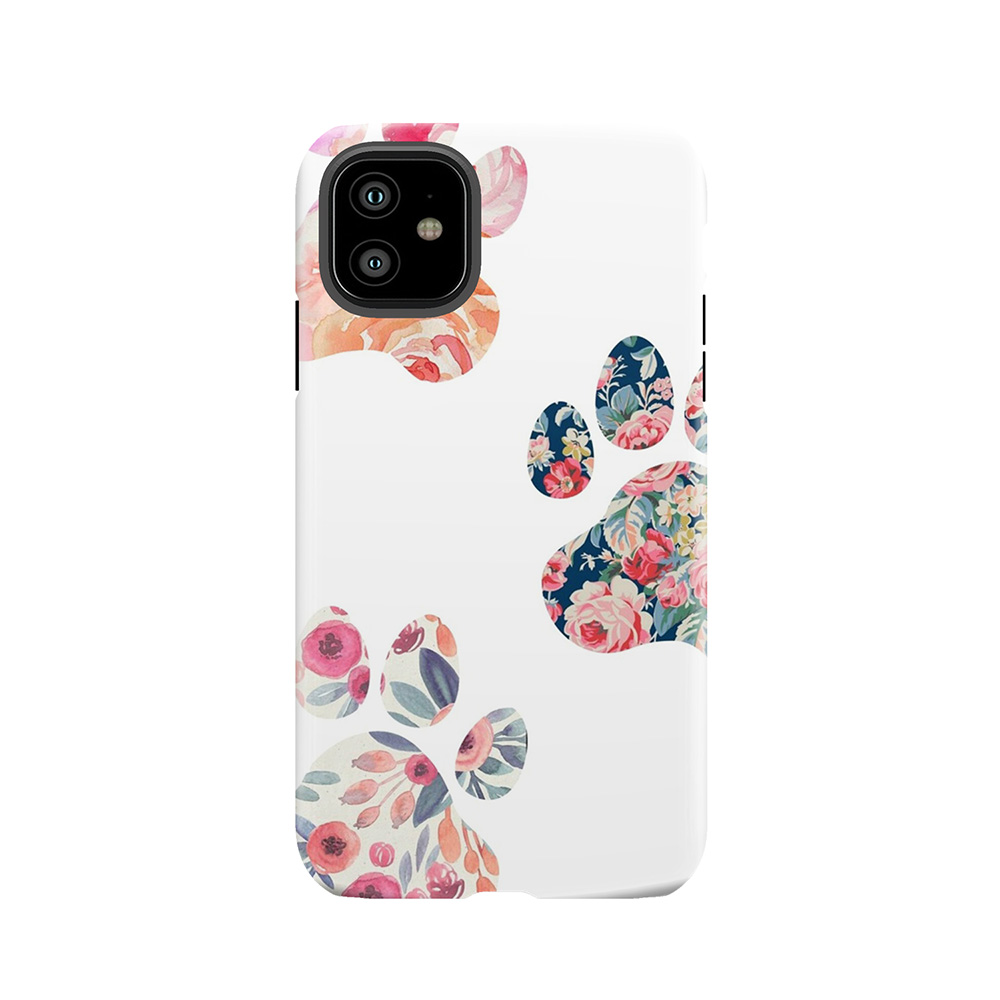 Floral Paw Print Trio Tough Phone Case