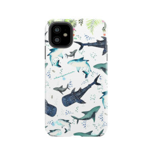 Floral Shark Pattern Tough Phone Case