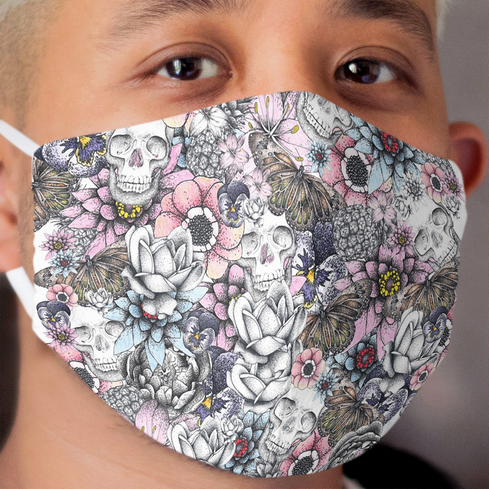 Floral Skull Cloth Face Mask