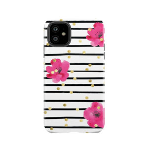 Floral Stripe And Gold Dot Design Kate Spade Inspired Fun Chic Tough Phone Case