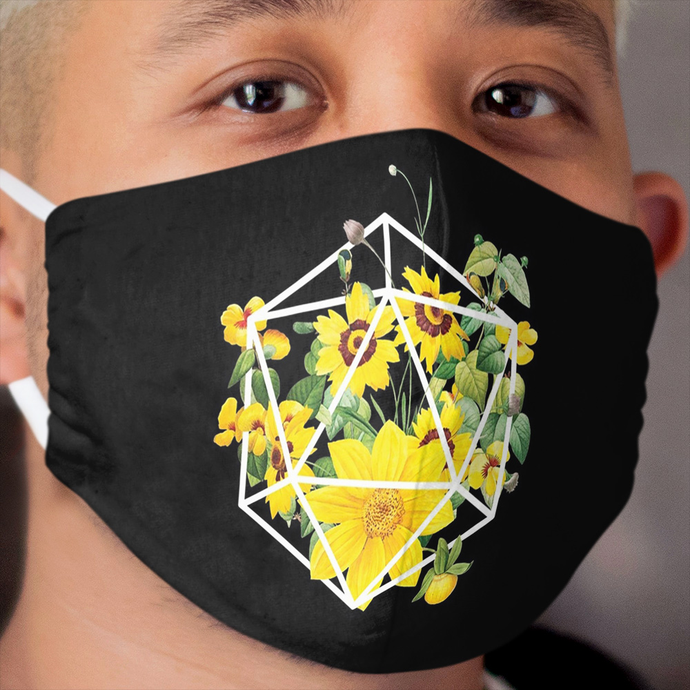 Floral terrarium 20 sided gaming die design Cloth Face Mask Chief Tshirt