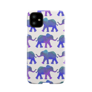 Follow The Leader - Painted Elephants In Purple, Royal Blue, & Mint Phone Case