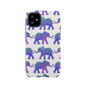 Follow The Leader - Painted Elephants In Purple, Royal Blue, & Mint Tough Phone Case