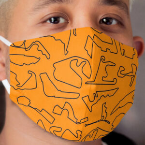 Formula One Circuits outline - Papaya Spark Orange Cloth Face Mask