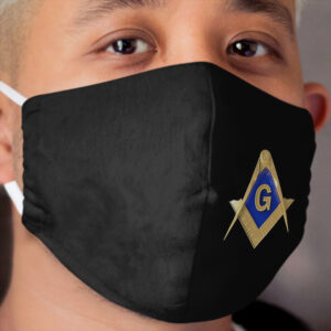 Freemason Gold Square & Compass Black Background Masonic Cloth Face Mask