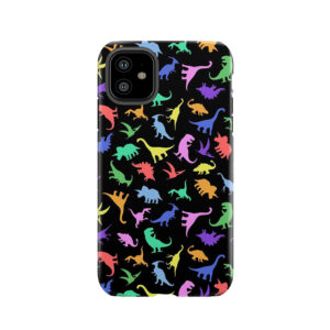 Fun Dinosaur Pattern (Black Background) Tough Phone Case