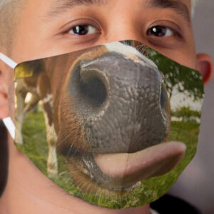 Funny Brown Cow Mouth and tongue Cloth Cloth Face Mask