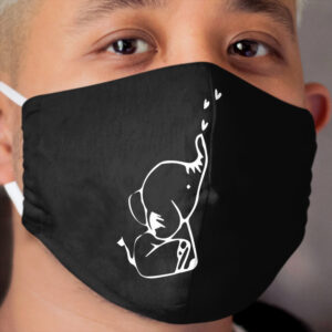 funny elephant t-shirt - black and white t-shirt Cloth Face Mask