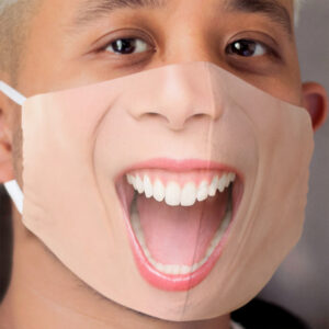 Funny happy face mask woman mouth laughing screaming of laugh Cloth Face Mask