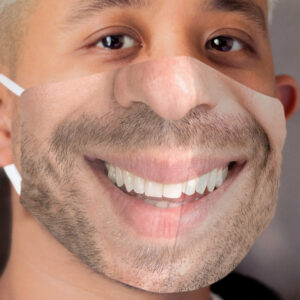 funny man beard smile mask (realistic face) Cloth Face Mask