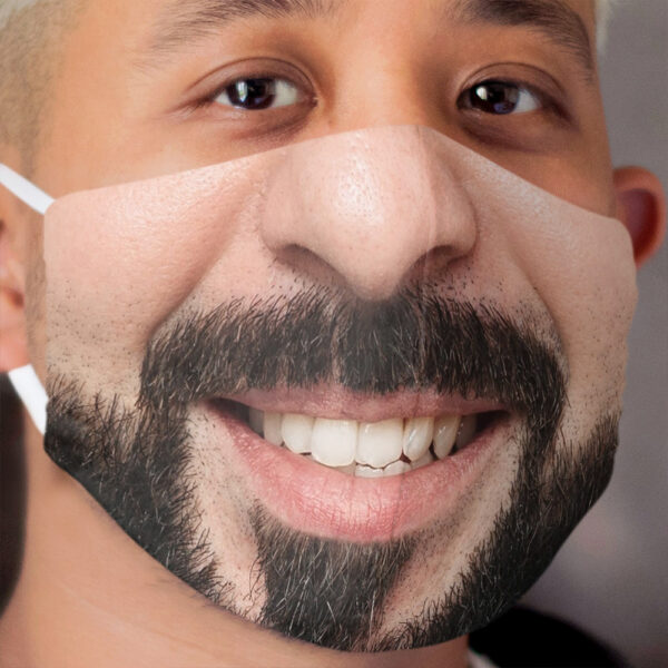 funny mask smiling beard male Cloth Face Mask