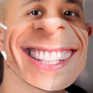 Funny mask young man smiling no beard realistic Cloth Face Mask