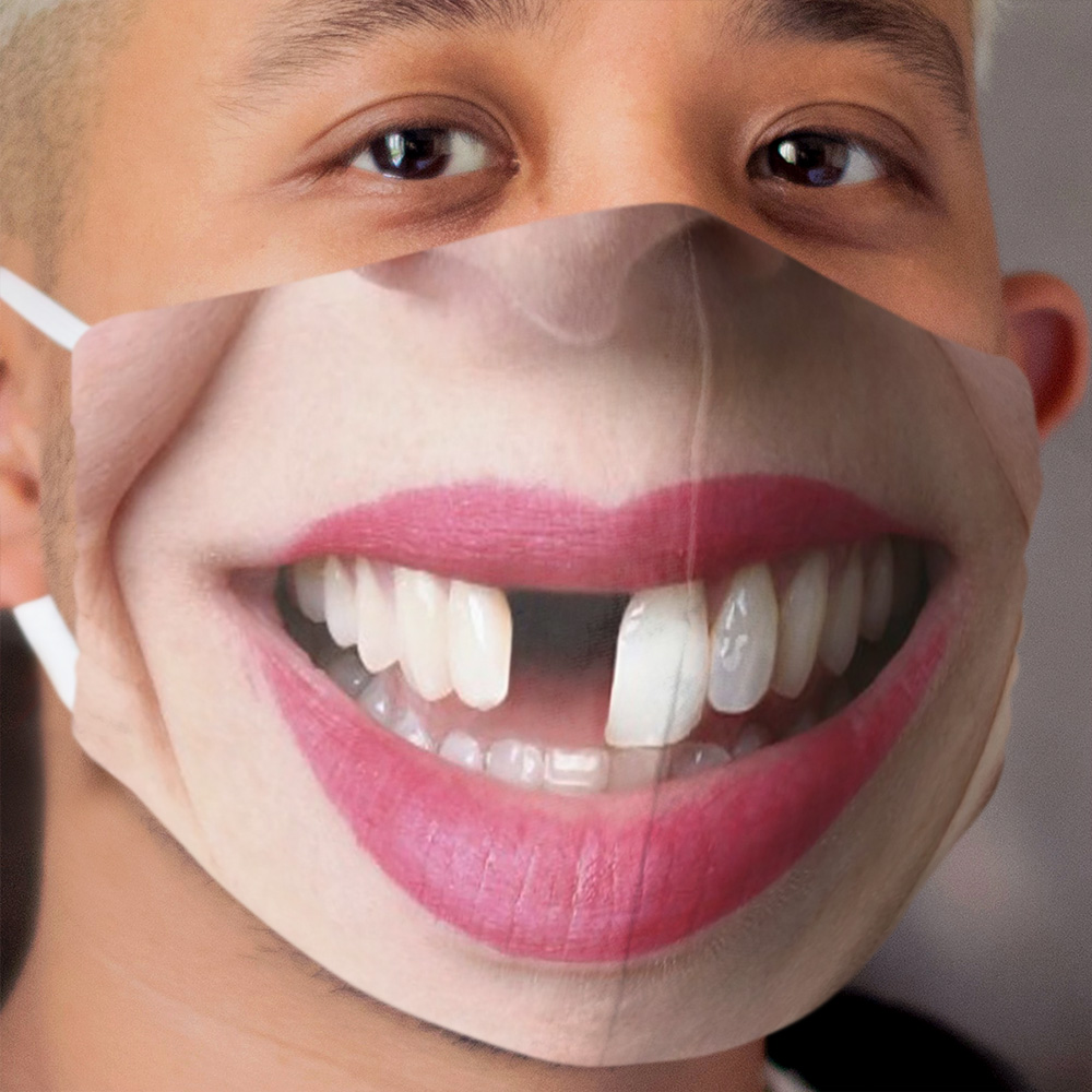 Funny Missing Teeth smile face Cloth Face Mask