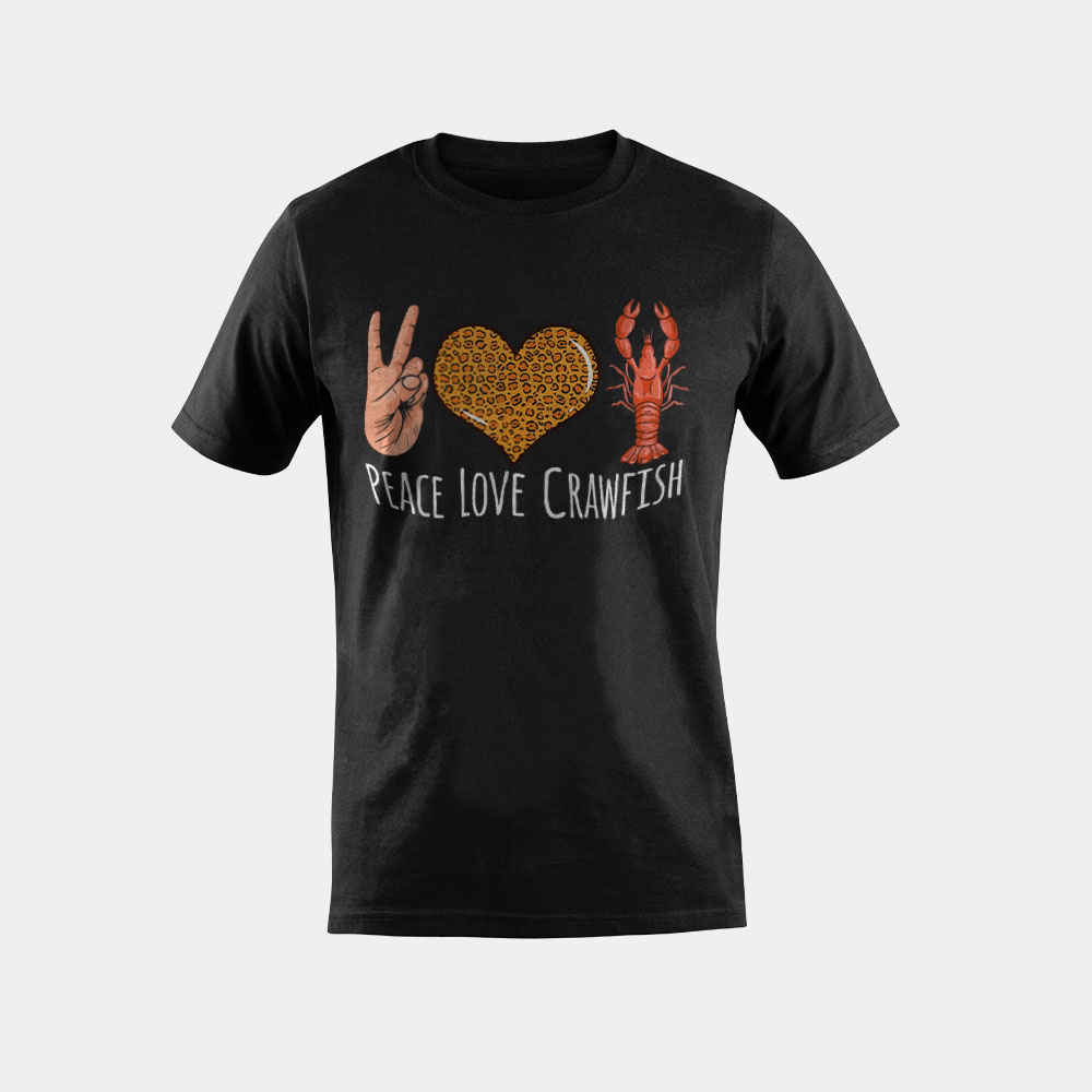 Funny Peace Leopard Love Crawfish Cajun T-Shirt