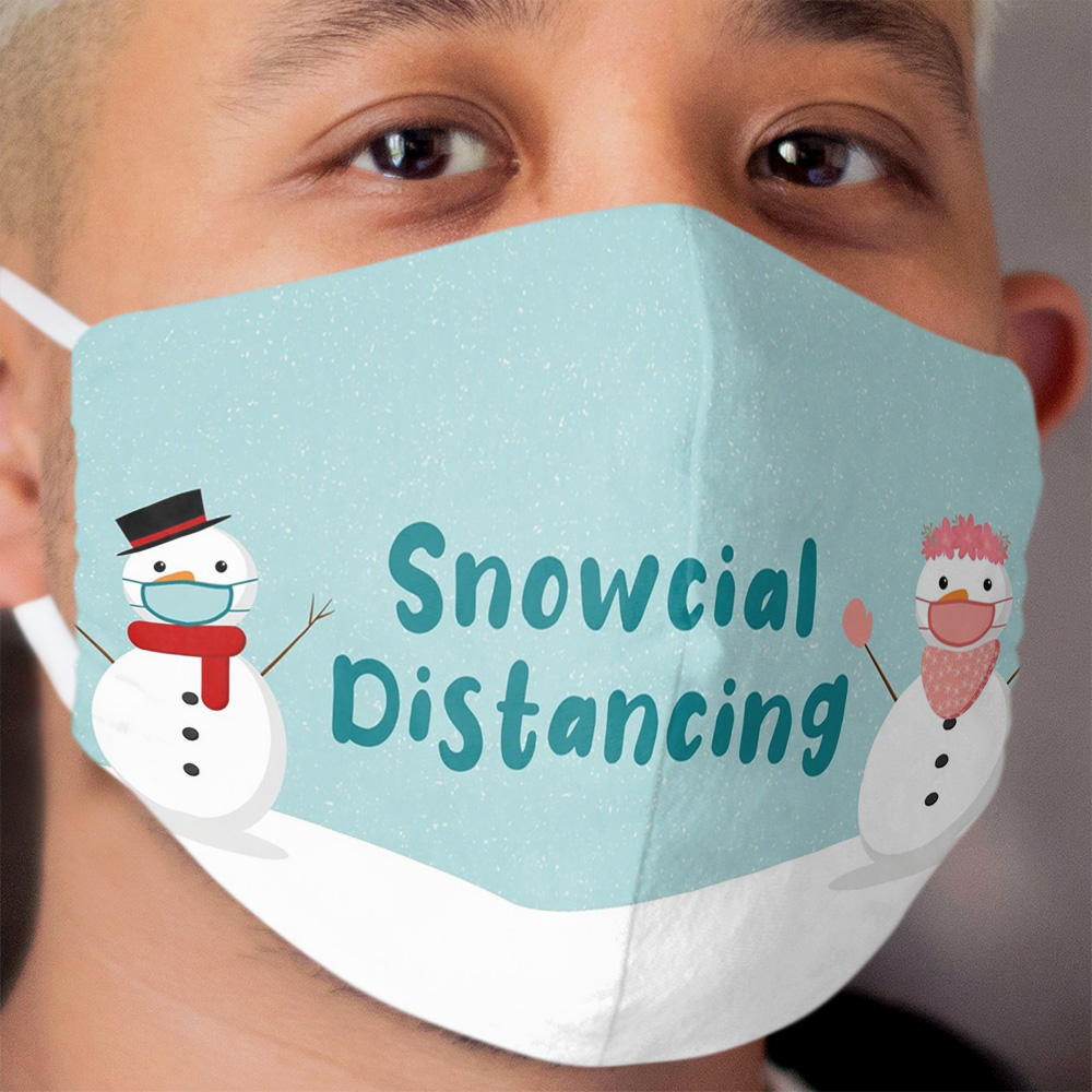 Funny social distancing snowcial distancing christmas Cloth Face Mask