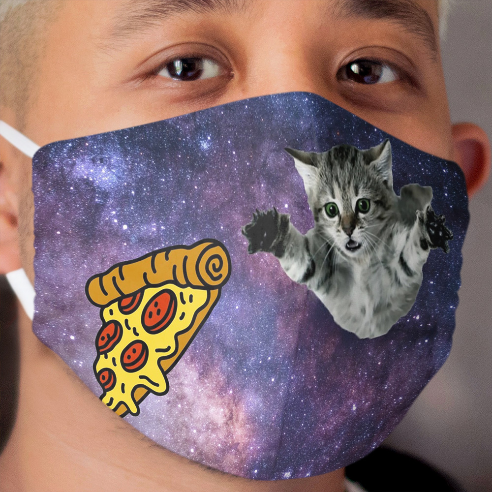 Galaxy Space Kitty Cat Pizza Cloth Face Mask