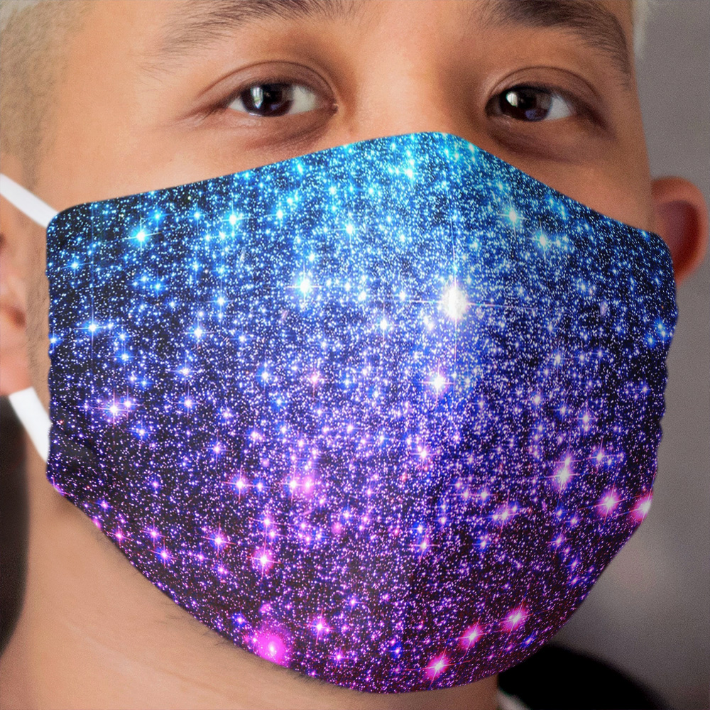 Galaxy Sparkle Stars Turquoise Blue Purple Hot Pink Cloth Face Mask