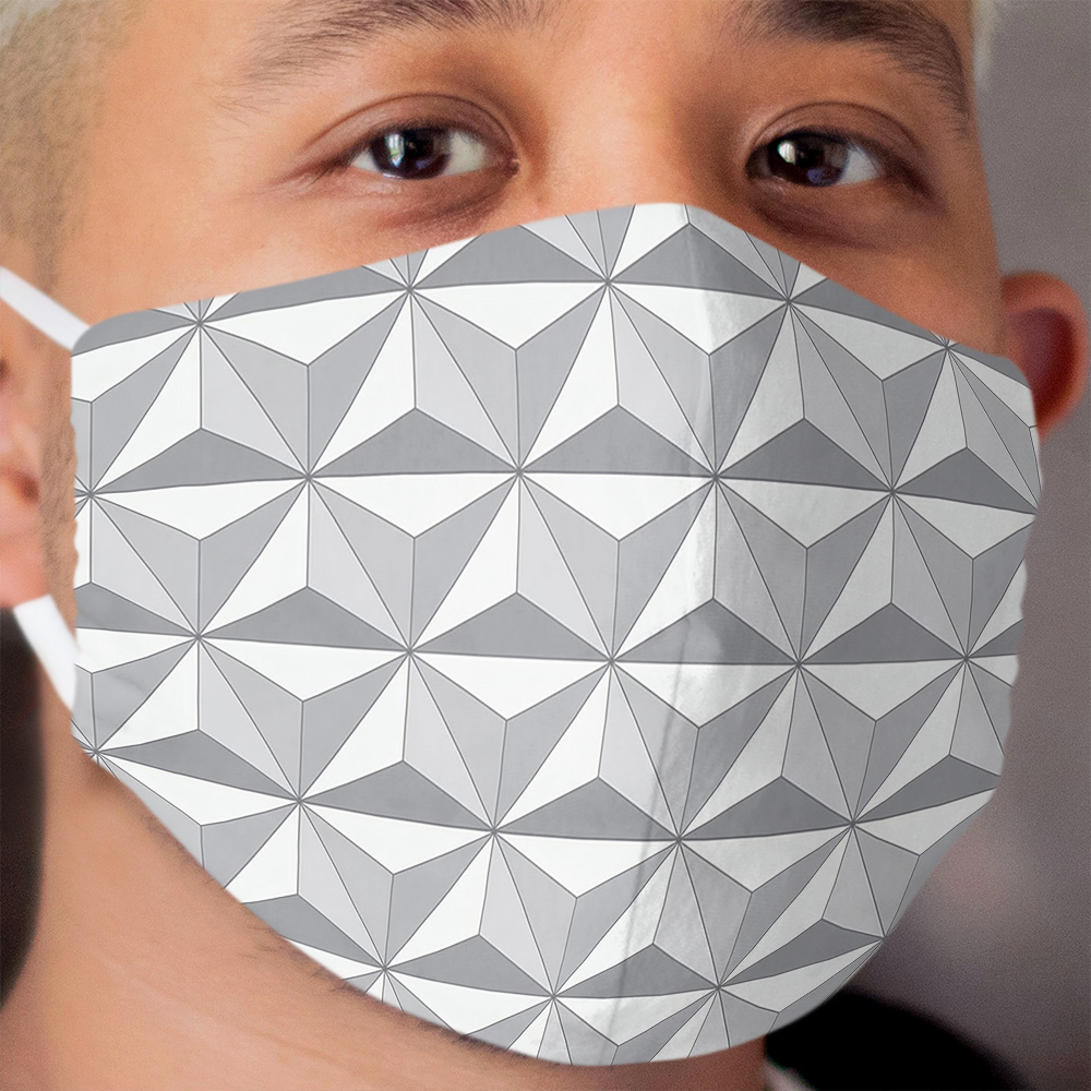Geodesic Sphere, Greyscale - Dark Cloth Face Mask