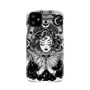 Girl Portrait With Four Eyes, Sacred Space Circle. Phone Case