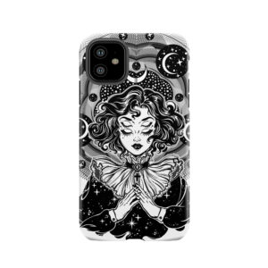 Girl Portrait With Four Eyes, Sacred Space Circle. Tough Phone Case