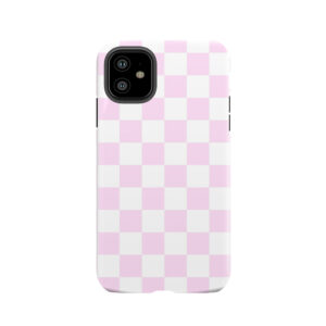 Girly Pink And White Checkerboard Pattern Tough Phone Case