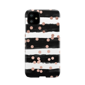 Girly Rose Gold Confetti Black Watercolor Stripes Phone Case