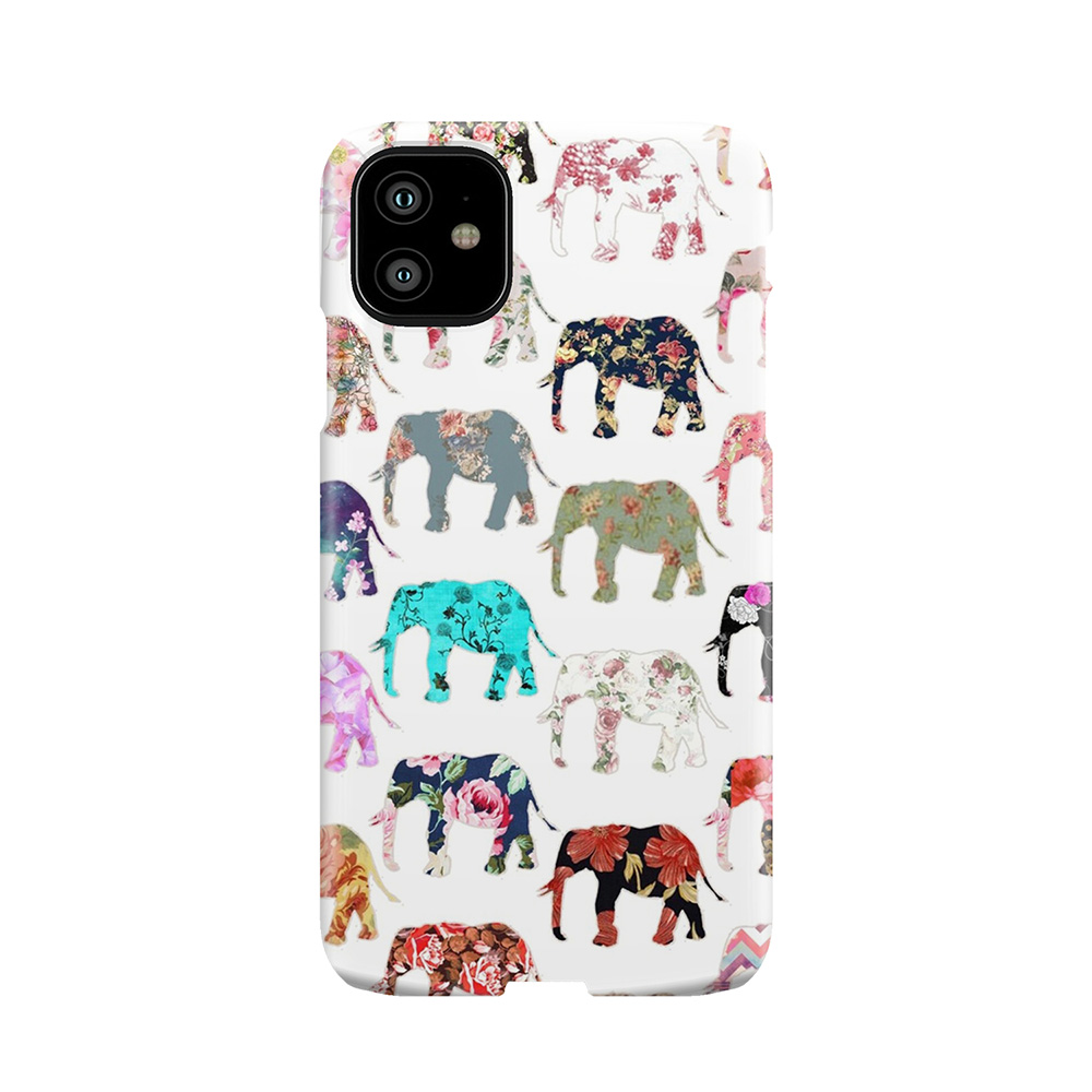 Girly Whimsical Retro Floral Elephants Pattern Phone Case