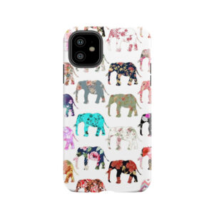 Girly Whimsical Retro Floral Elephants Pattern Tough Phone Case