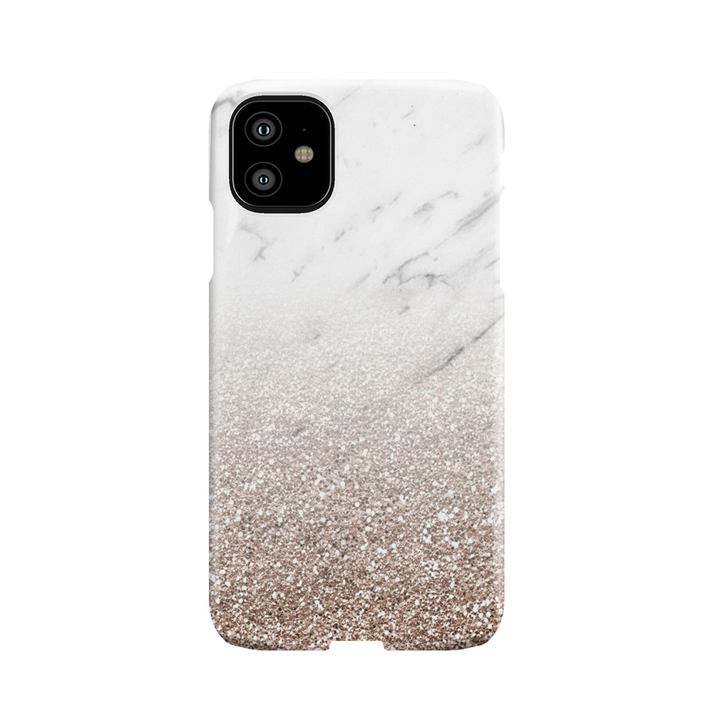 Glitter Ombre - White Marble & Rose Gold Glitter Phone Case