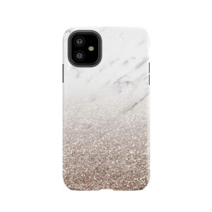 Glitter Ombre - White Marble & Rose Gold Glitter Tough Phone Case
