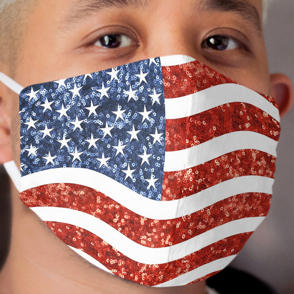 glitter print american flag Cloth Face Mask