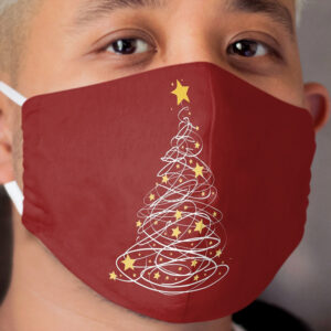 Golden Christmas Tree Pen Art Stars Cute Xmas Lover Gift Cloth Face Mask