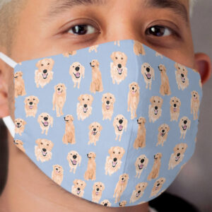 Golden Retrievers on Blue Cloth Face Mask
