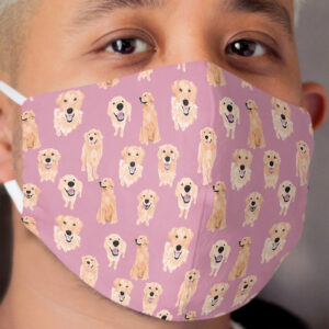 Golden Retrievers on Pink Cloth Face Mask