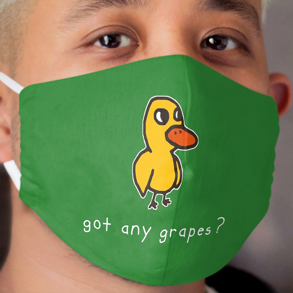 got any grapes? (alt. for dark colored materials) Cloth Face Mask