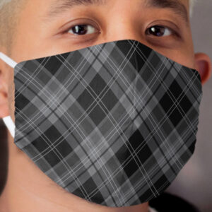 Gray Black Plaid Check Tartan Pattern Cloth Face Mask