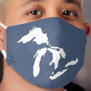 Great Lakes Outline - White Cloth Face Mask