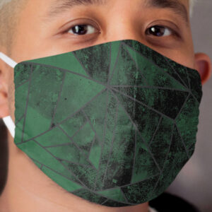 Green and Silver Modern Geometric Pattern Cloth Face Mask